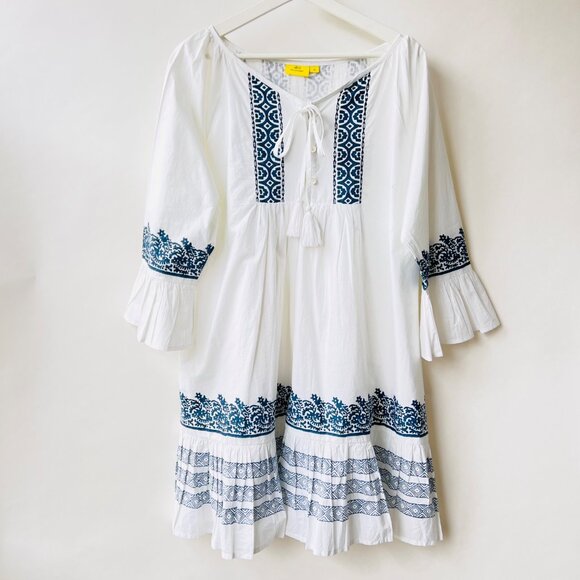 Roller Rabbit Mona Border Maricruz mini dress, white, blue , Size XL - Picture 2 of 9